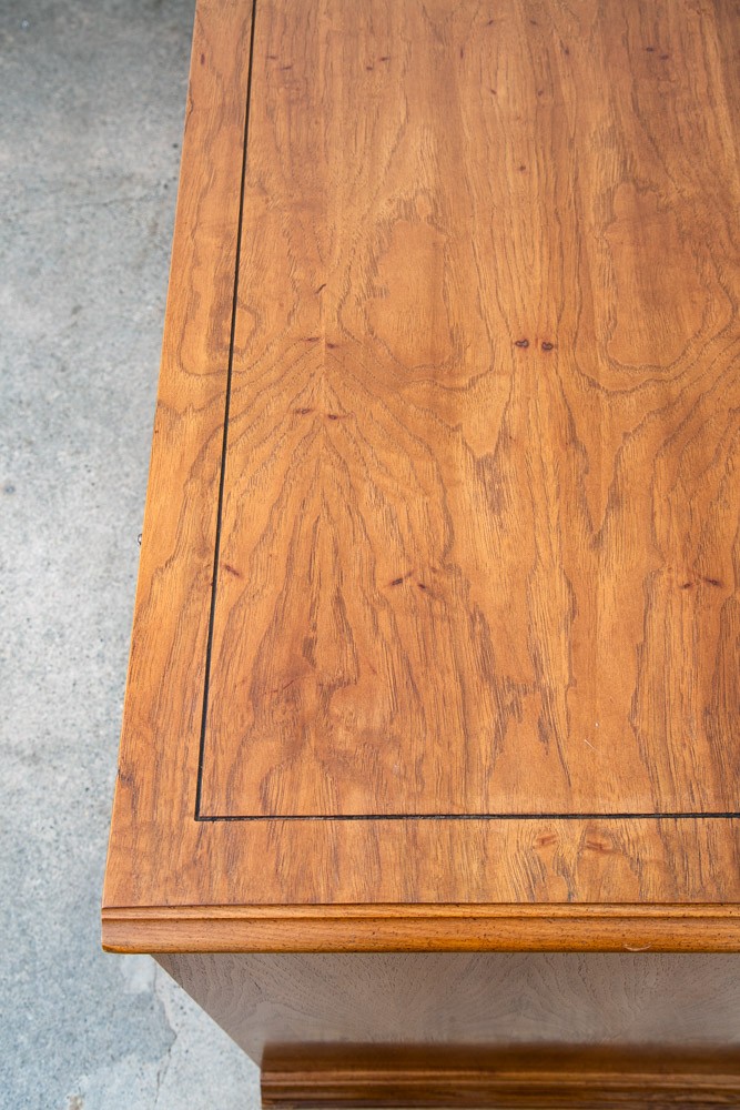 Mid Century Modern Credenza Server Buffet Stanley Oak 9 Drawers Cabinet 1970s