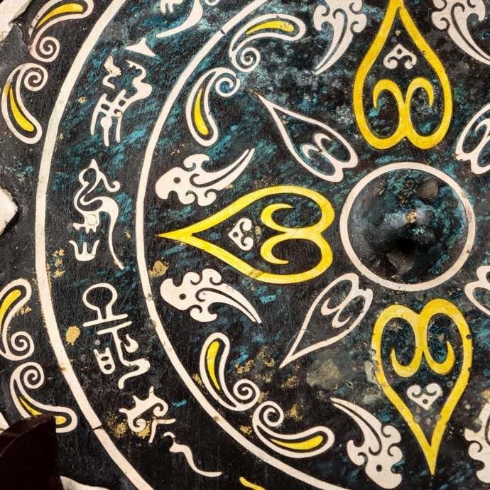 6.8'' Old Chinese Dynasty Bronze Ware Gilt Sliver Beast Mirror Bronze mirror