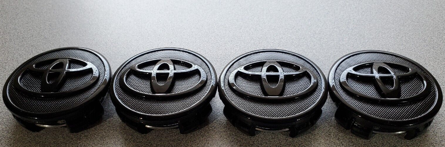 4x TOYOTA WHEEL RIM RIMS CENTER HUB CAP CAPS GLOSS BLACK LOGO 57MM PRIUS COROLLA