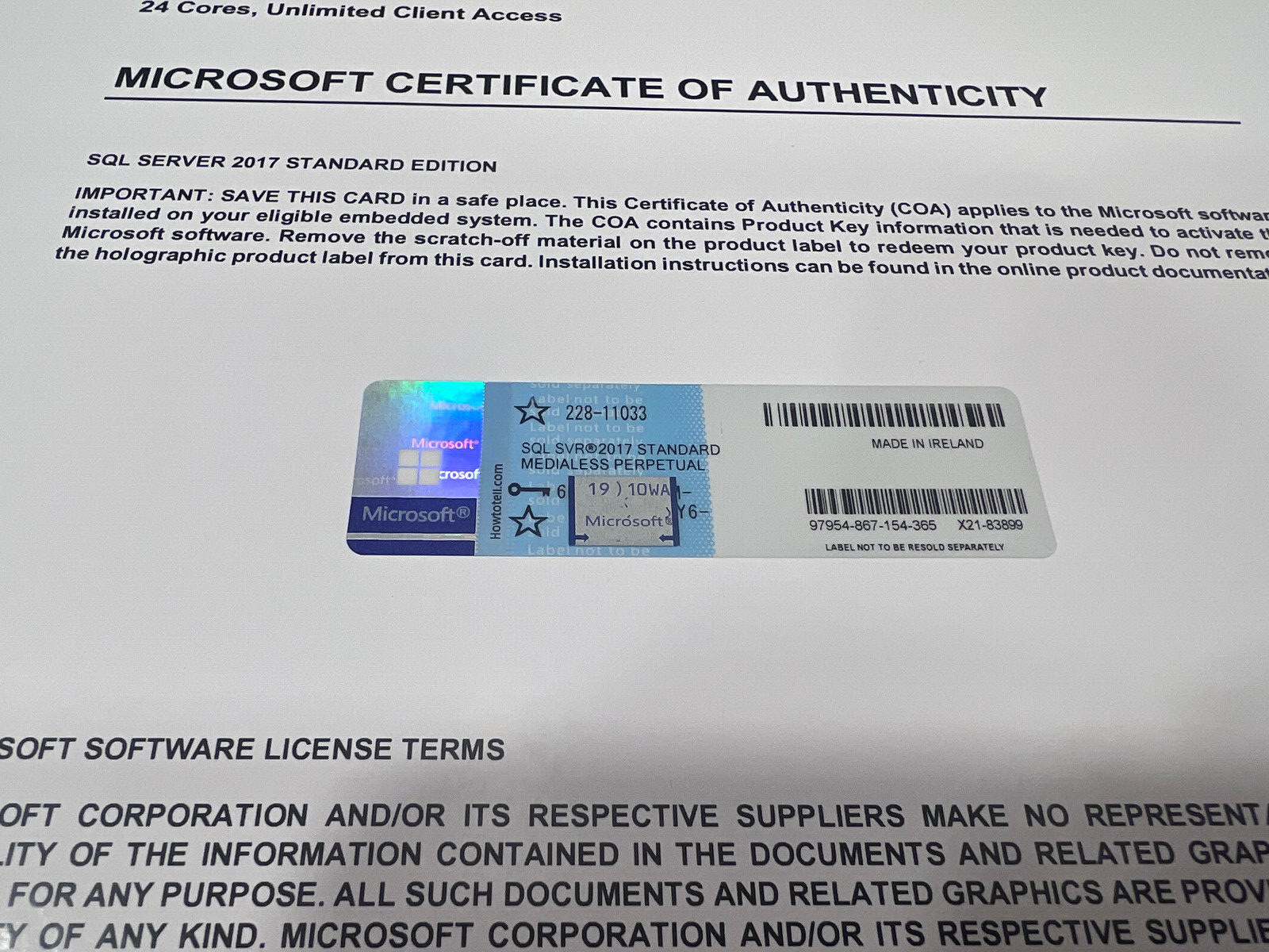 Microsoft SQL Server 2017 Standard 24 Core unlimitd User CAL Authentic 228-11033