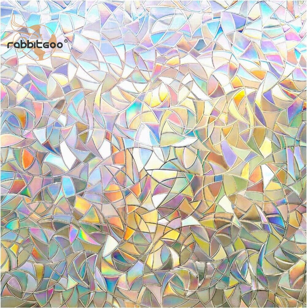 rabbitgoo 3D Privacy Window Film UV Blocking Decorative Static Cling Glass Film