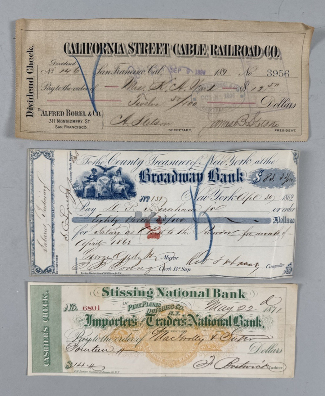 Lot of 300 US Bank Cancelled Checks 1861-1934 Marion Central, The Peoples Bank