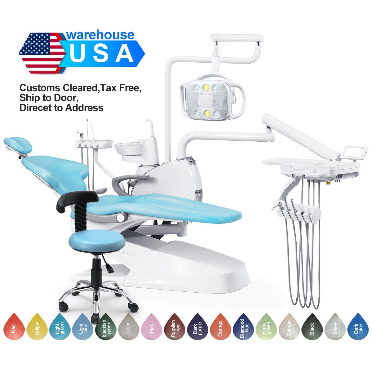 Dental Unit Chair DC Motor Computer Controlled PU Leather Integral Doctor Stool