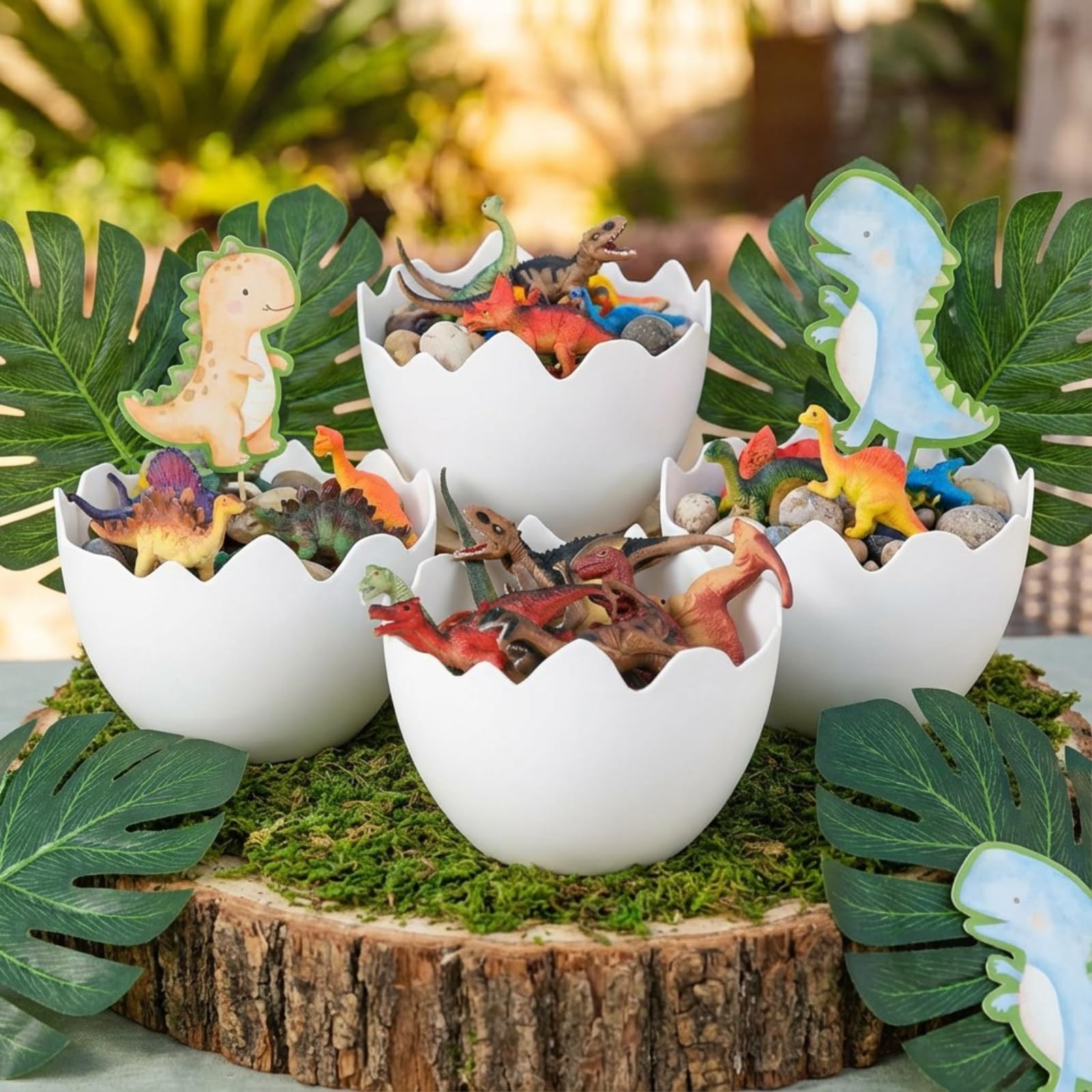Dinosaur Themed Party Decorations Easter Table Centerpiece 4 Plastic Egg Shap...