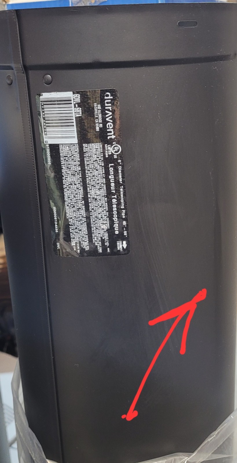 DuraVent 6DVL-68TA 6 in. x 40" 68" Telescoping Chimney Stove Pipe Black READ