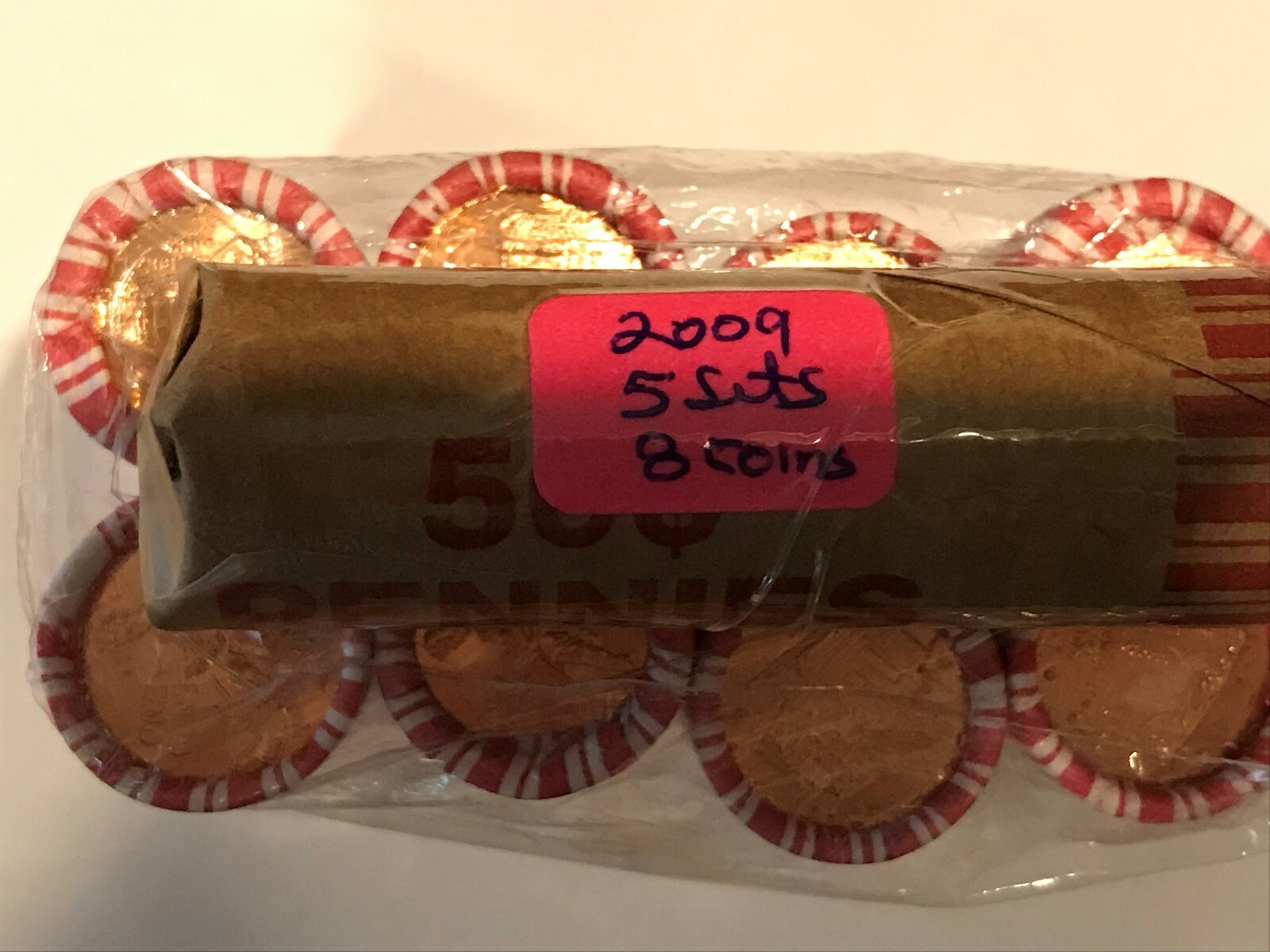 (5) Complete 8 pc Set Lincoln 2009 Cent Penny P&D 40 Coin UNC Bicentennial roll