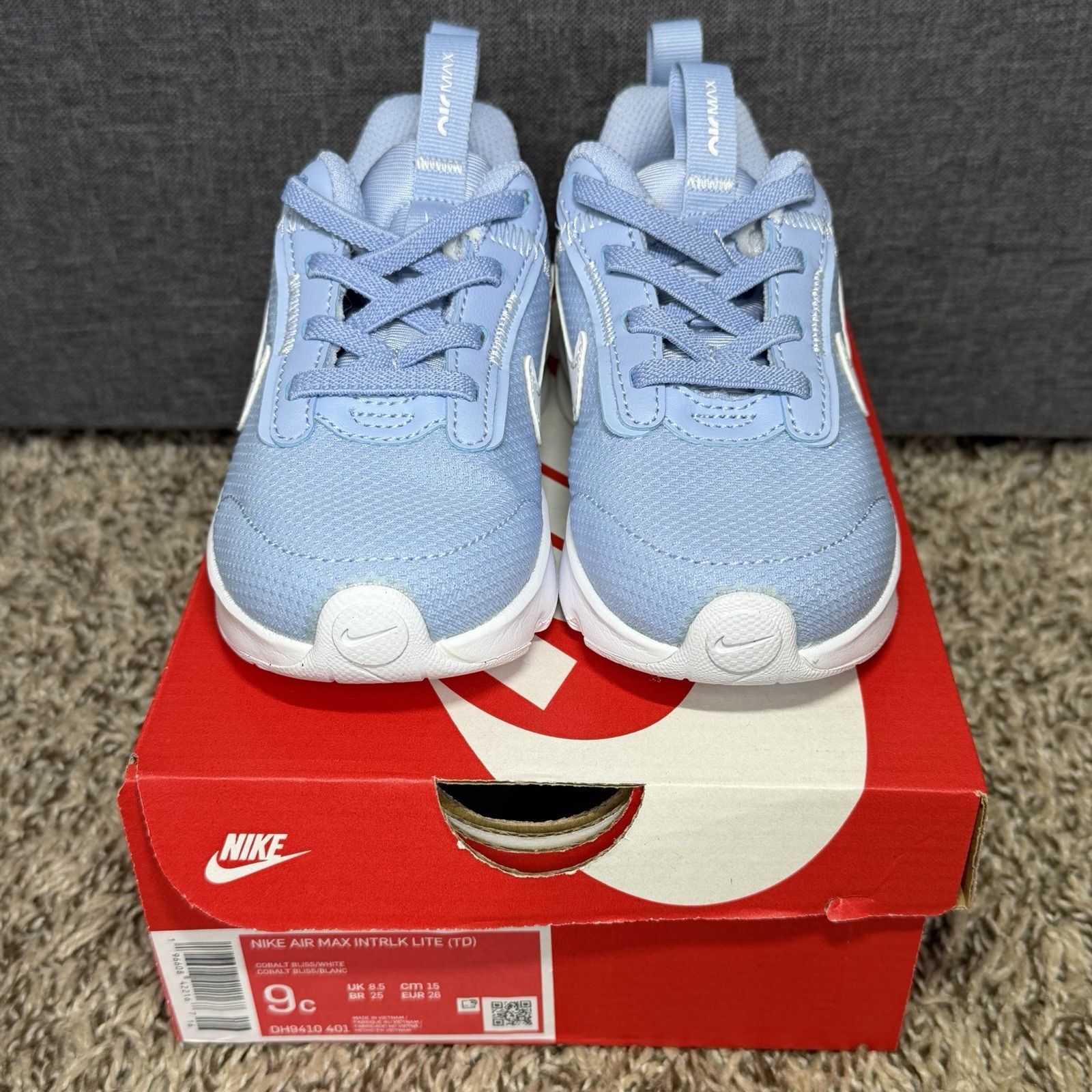Nike Air Max Toddlers Size 9c Intrlk Lite PS Blue White Kid Running DH9394-401