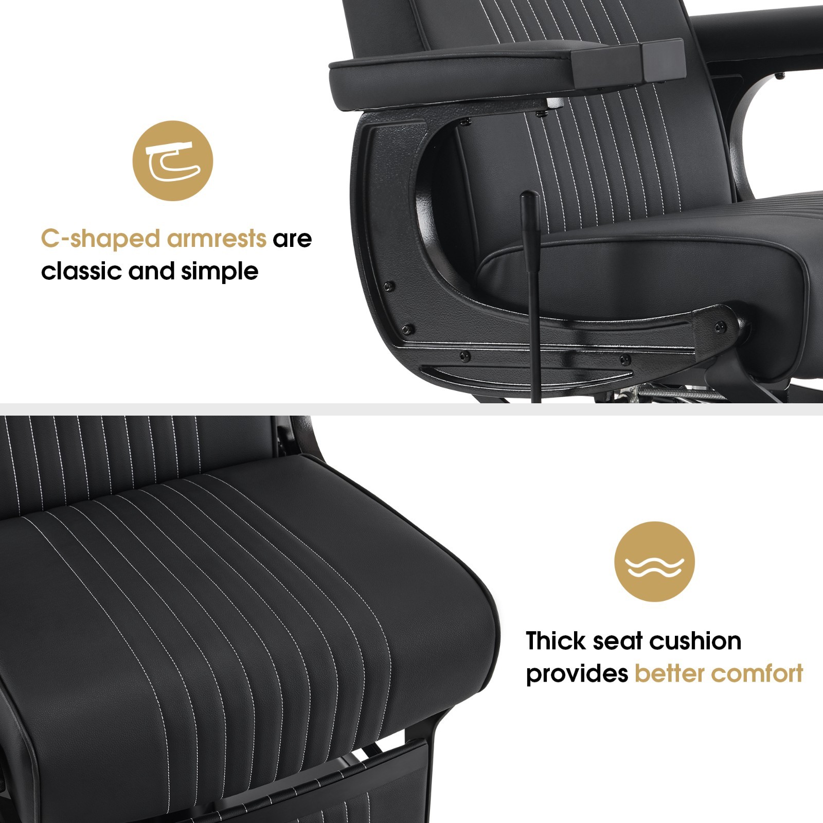 BarberPub Reclining Barber Chair, Hydraulic Styling Chair for Hair Stylist 8334