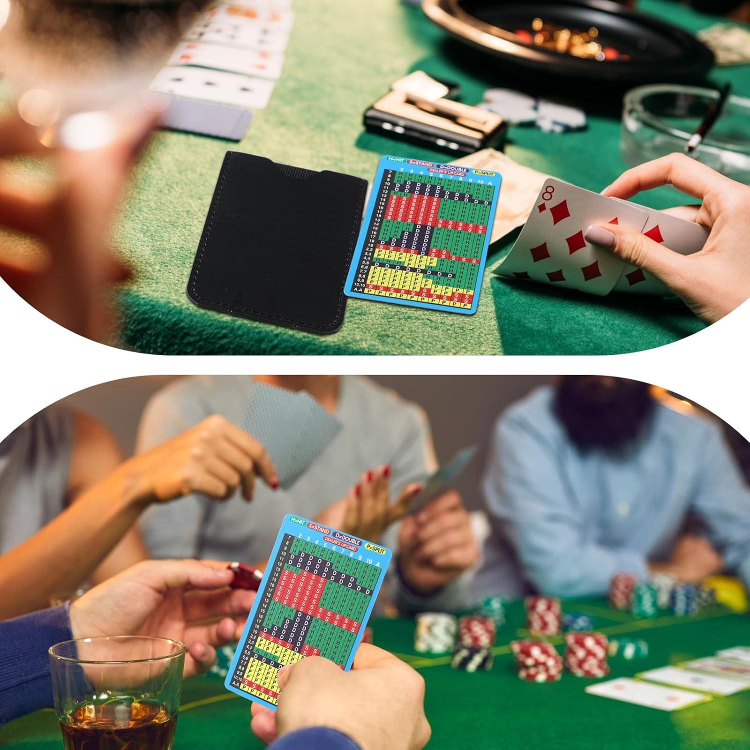 Metal Blackjack Basic Strategy Card with Protective Sleeve