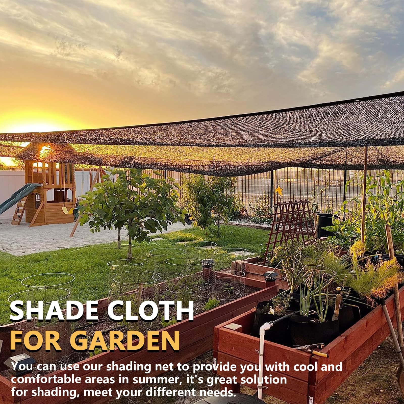 10x20FT 40% Garden Shade Cloth for Plants Heavy Duty Mesh Tarp with Grommets