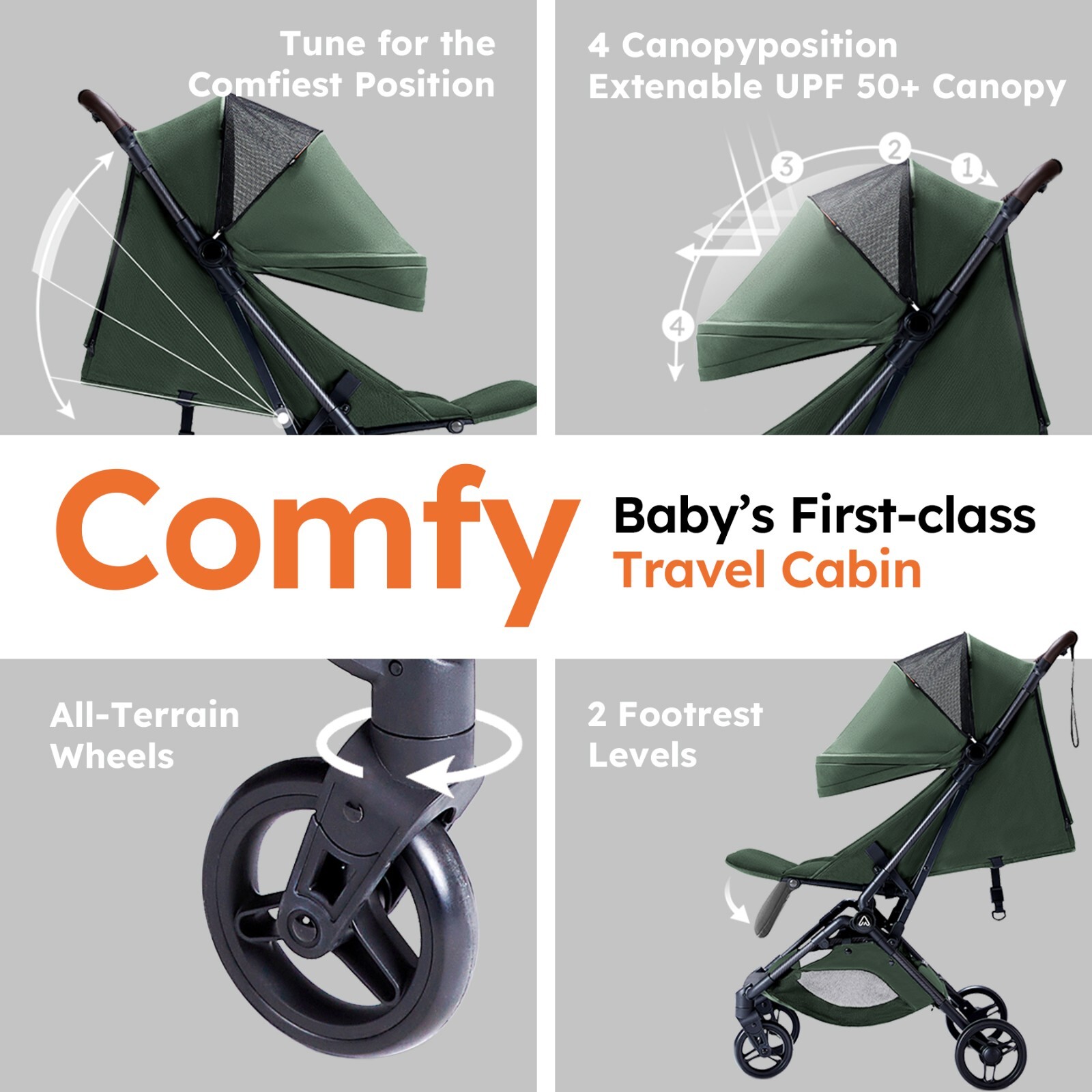 MAMAZING Lightweight Baby Stroller,Compact,AirplaneTravel-Friendly,One-Hand Fold