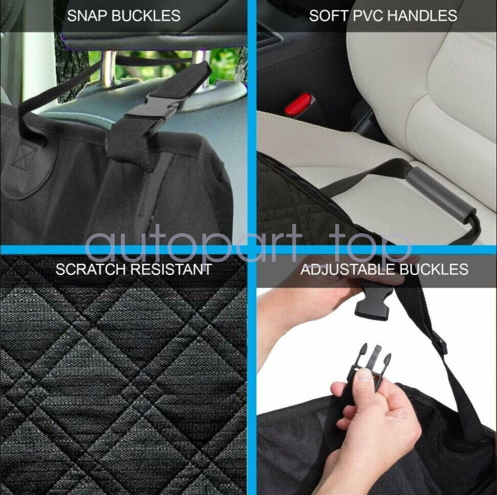 Seat Cover Rear Back Car Pet Dog Travel Waterproof Bench Protector Luxury -Black