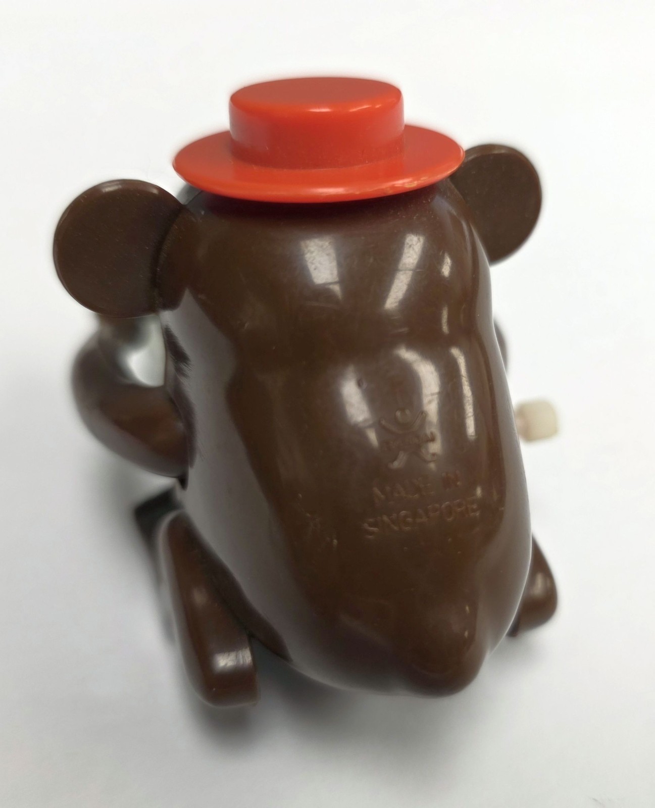 Vtg Bandai Monkey Chimpanzee Wind Up Toy Orange Hat Cymbals WORKS Singapore