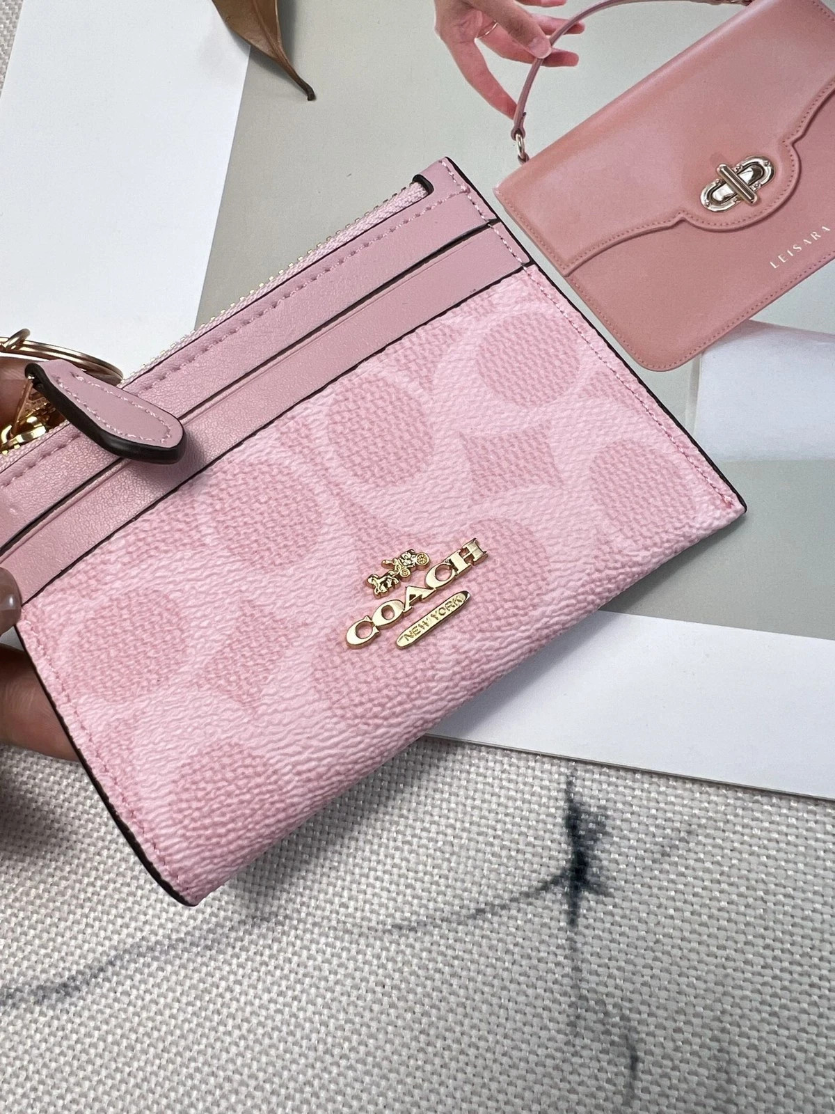 NWT COACH Mini Skinny Id Case In Signature Canvas With Print CW870