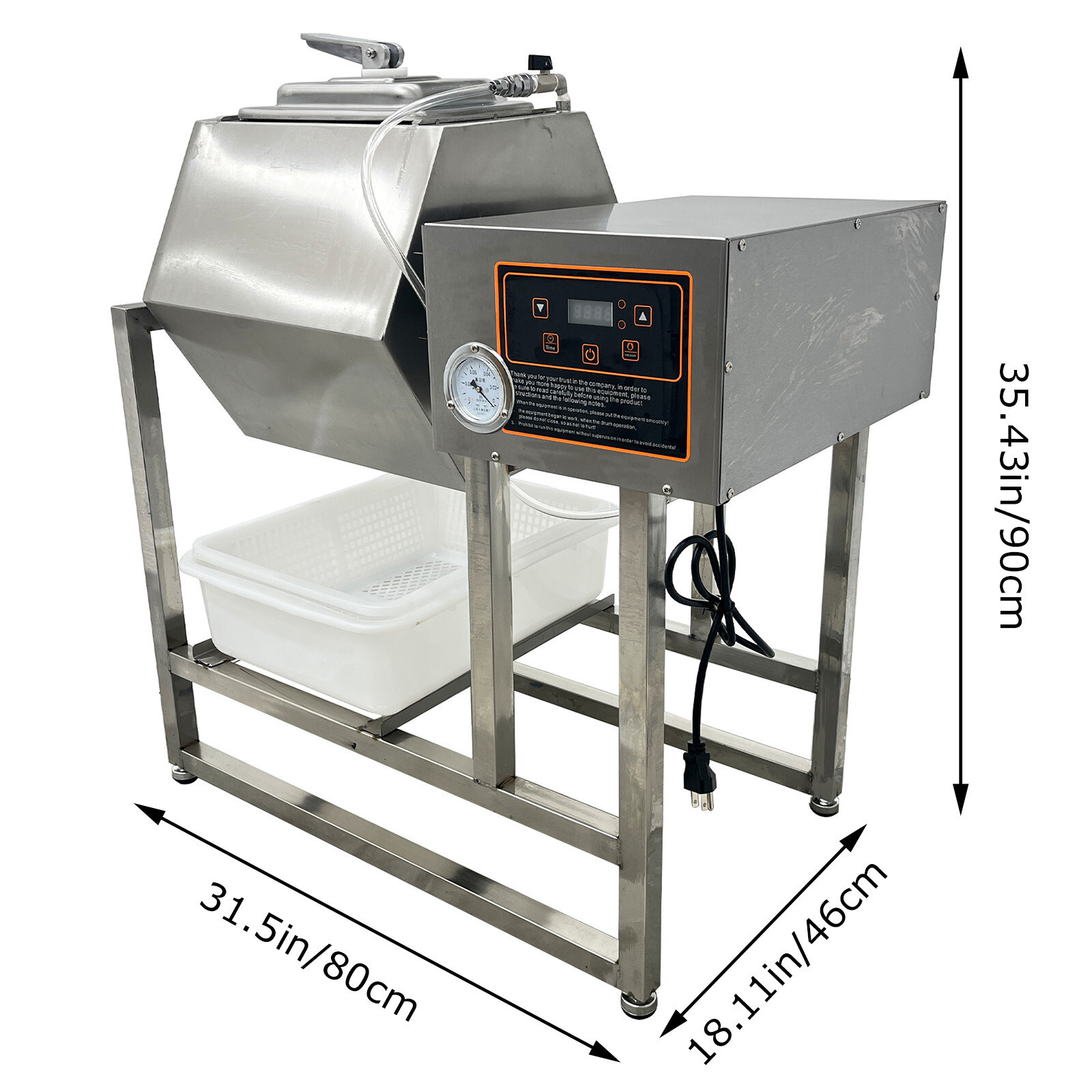 110V 45L Vacuum Pump Meat Vegetable Tumbler Marinator Pickling Machine 350W