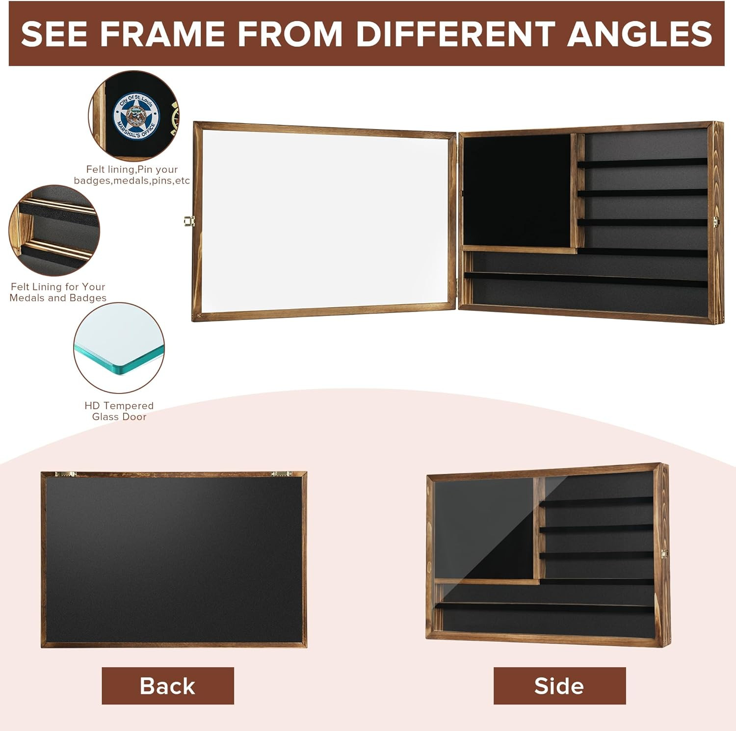 Challenge Coin Display Case, 27.6"X 18.1"Lockable Military Coin Holder with Remo