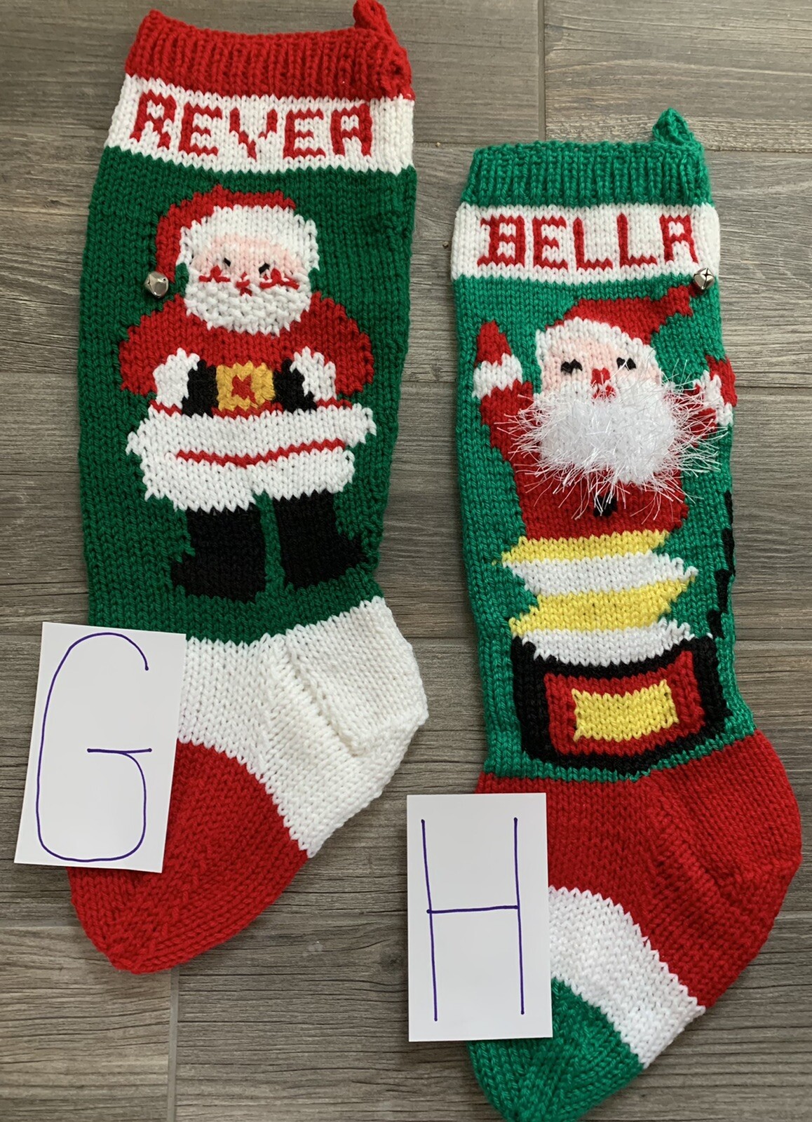 Hand Knit Christmas Stocking~24" long Choose design & Name