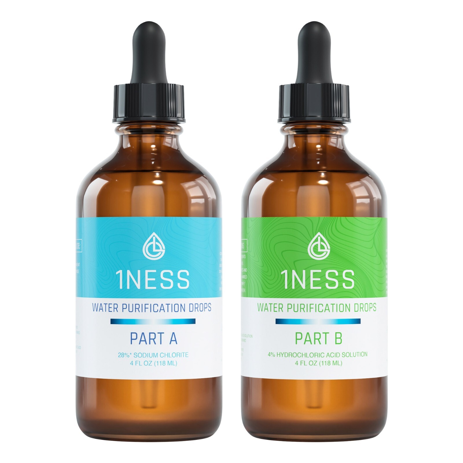 1ness Water Treatment Drops - Glass Bottles - 4oz Kit (HCLKit)