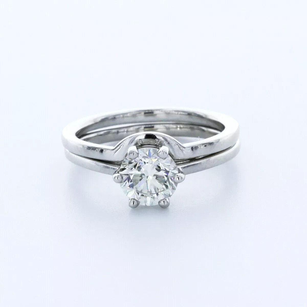Solitaire Engagement Ring Set 14K Gold 1.31 Carat Round Lab-Grown Diamond H VS2