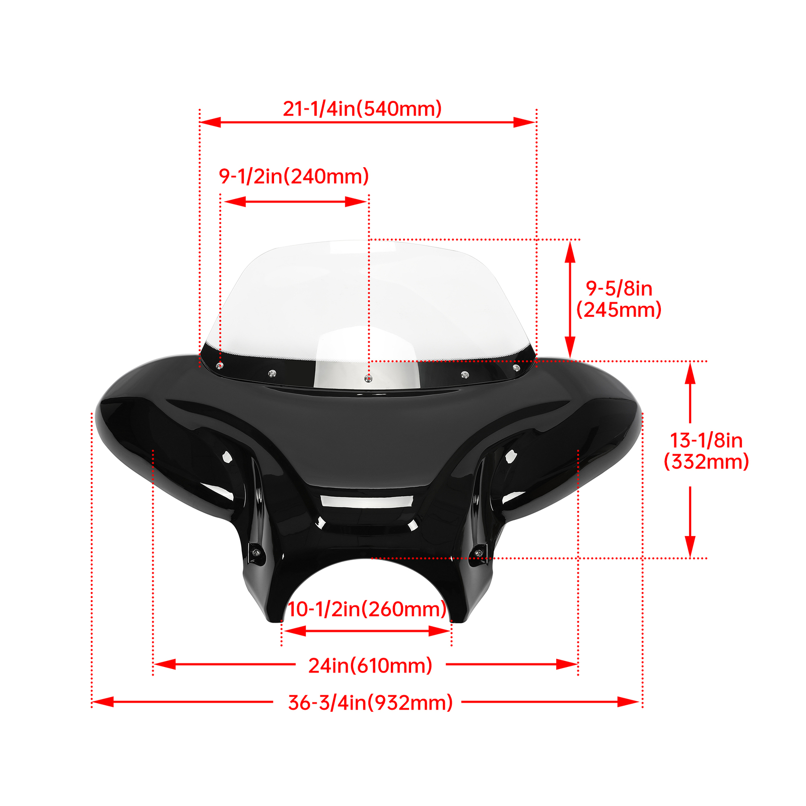 Universal Motorcycle Fairing Batwing Windshield w/Bracket For Harley Yamaha