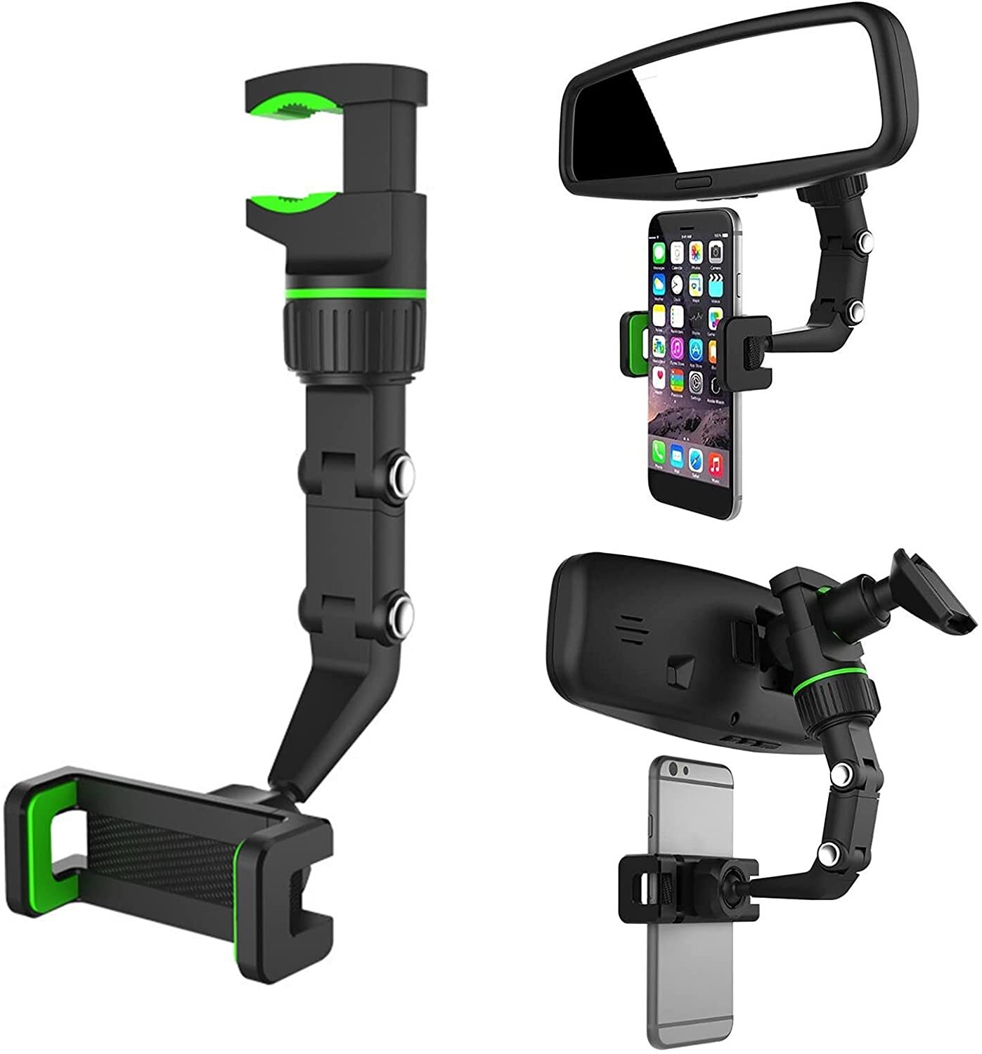 360° Rotation Adjustable Holder Car Rearview Mirror Mount Clip Phone Cradle GPS