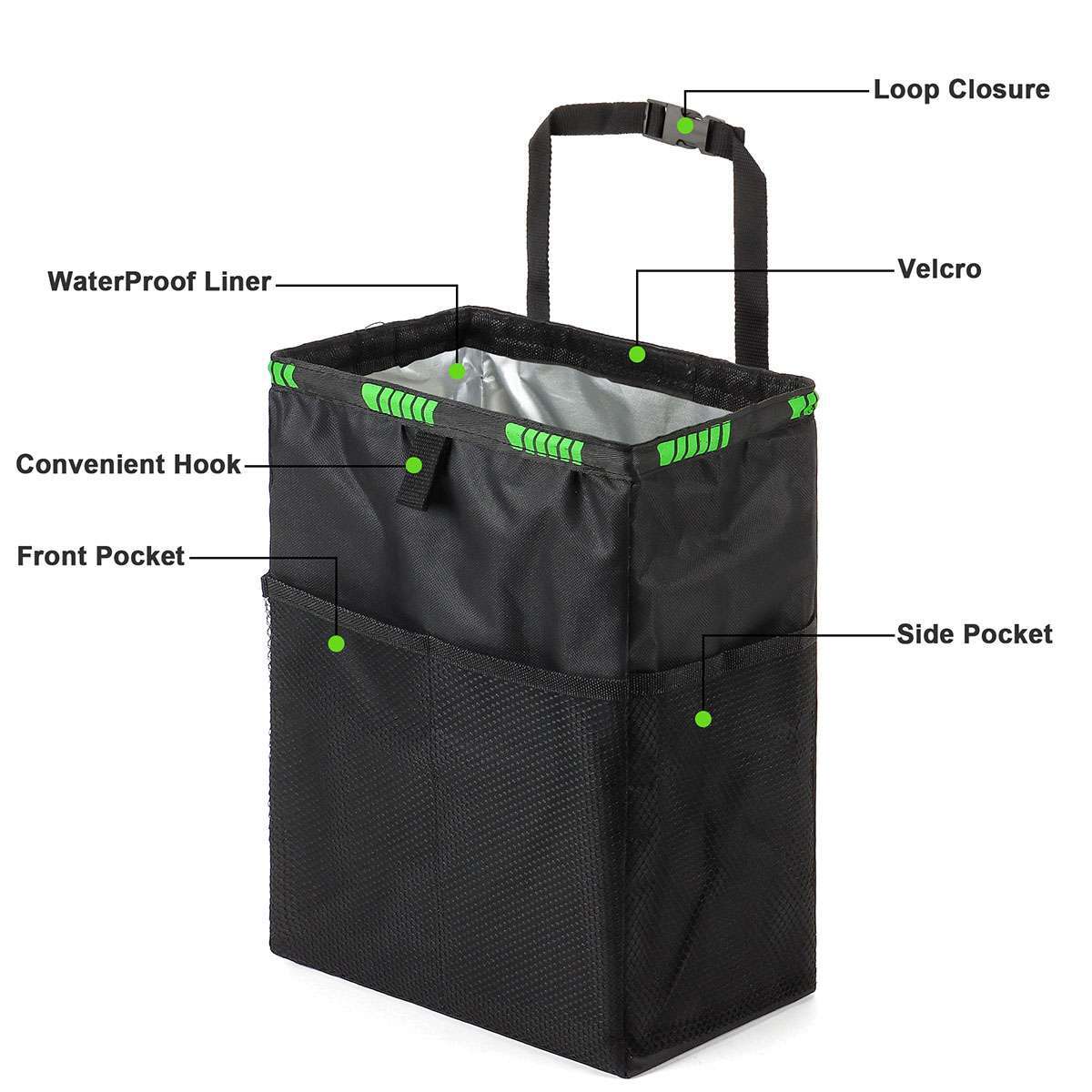 Car Trash Can Garbage Bin Bag Organizer for Vehicles Leak Waterproof Portable US