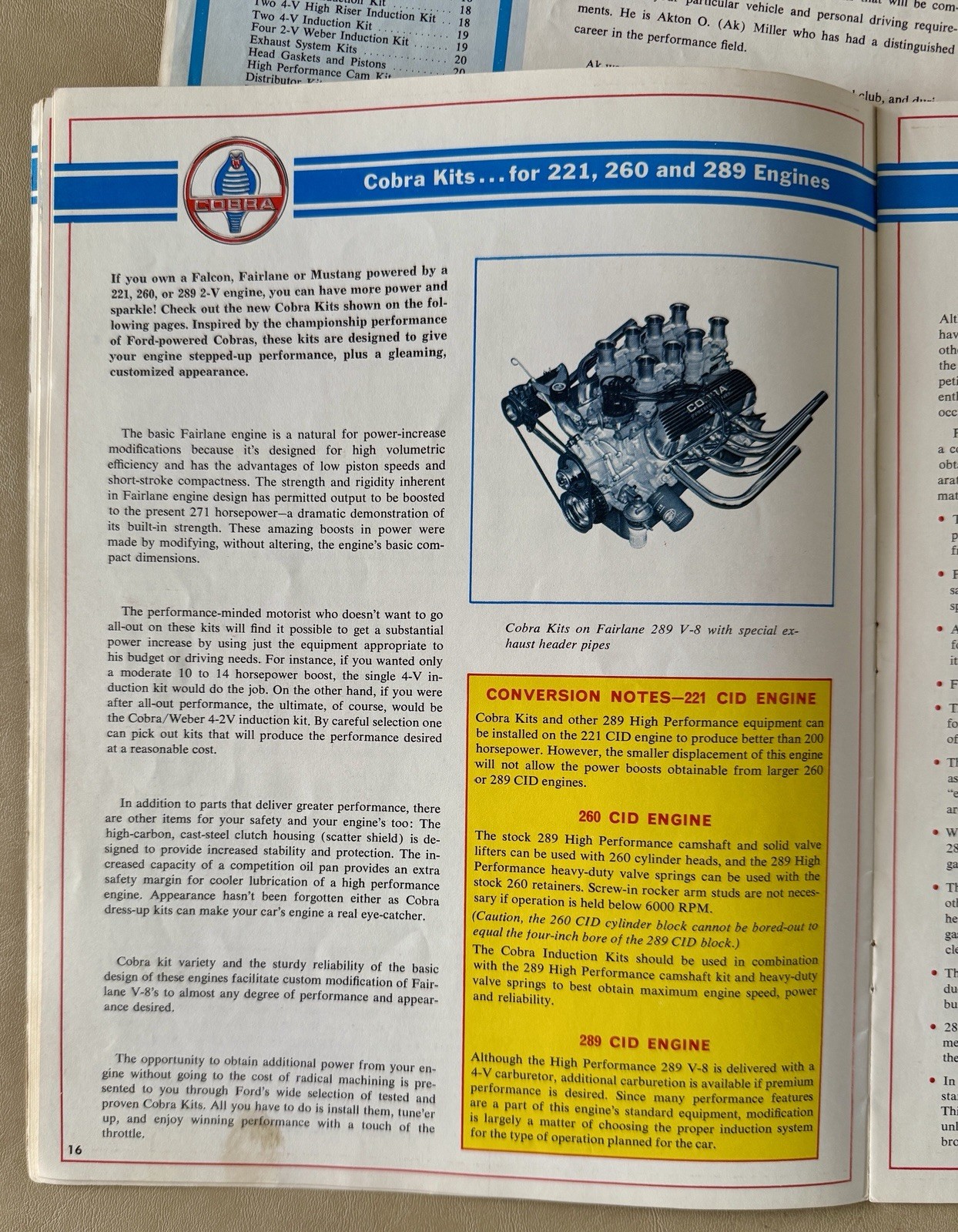 Ford High Performance Parts Catalog 1966 Brochure Cobra GT FoMoCo 427 Racing 289