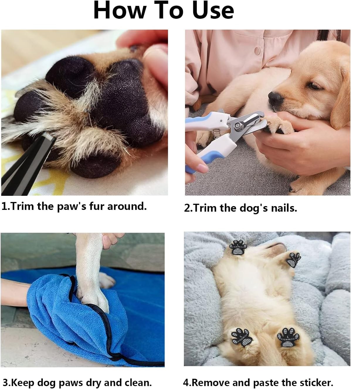 Dog Paw Protector Non-Slip Gripper Traction M-1.7*1.5 inch(L*W), Black