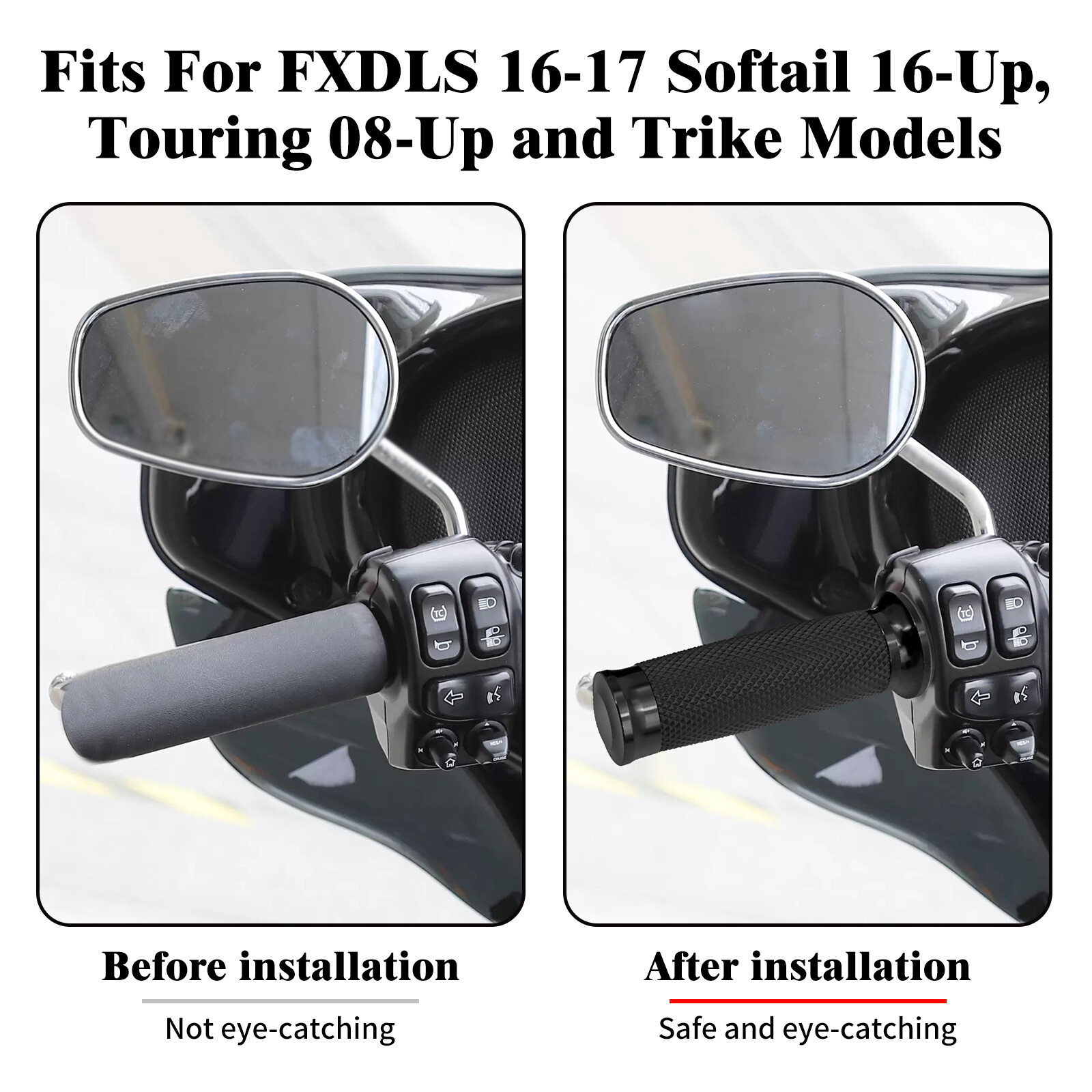 1" Electronic Throttle Handlebar Hand Grips For Harley Touring Road King 08-24