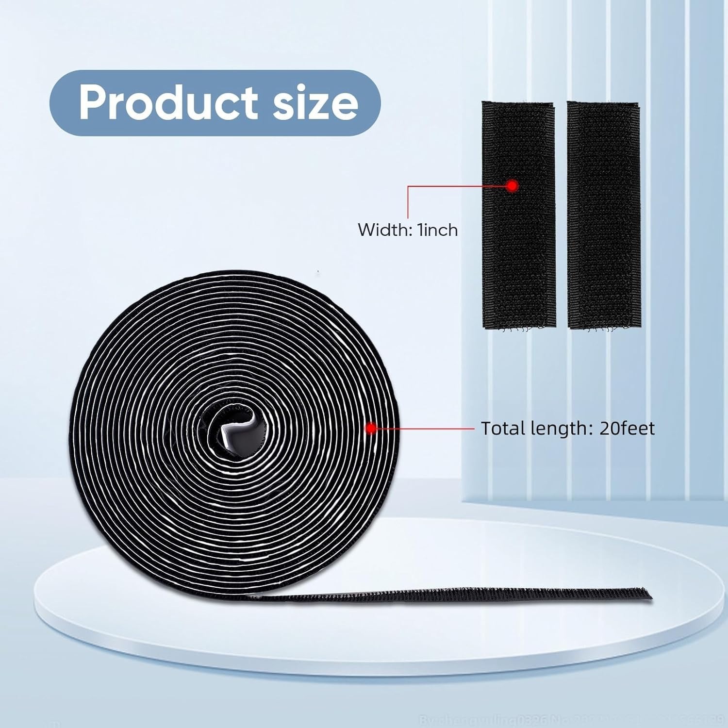 20Ft X 1 Inch Hook and Loop Tape Strips with Adhesive, Heavy Duty Sticky Back