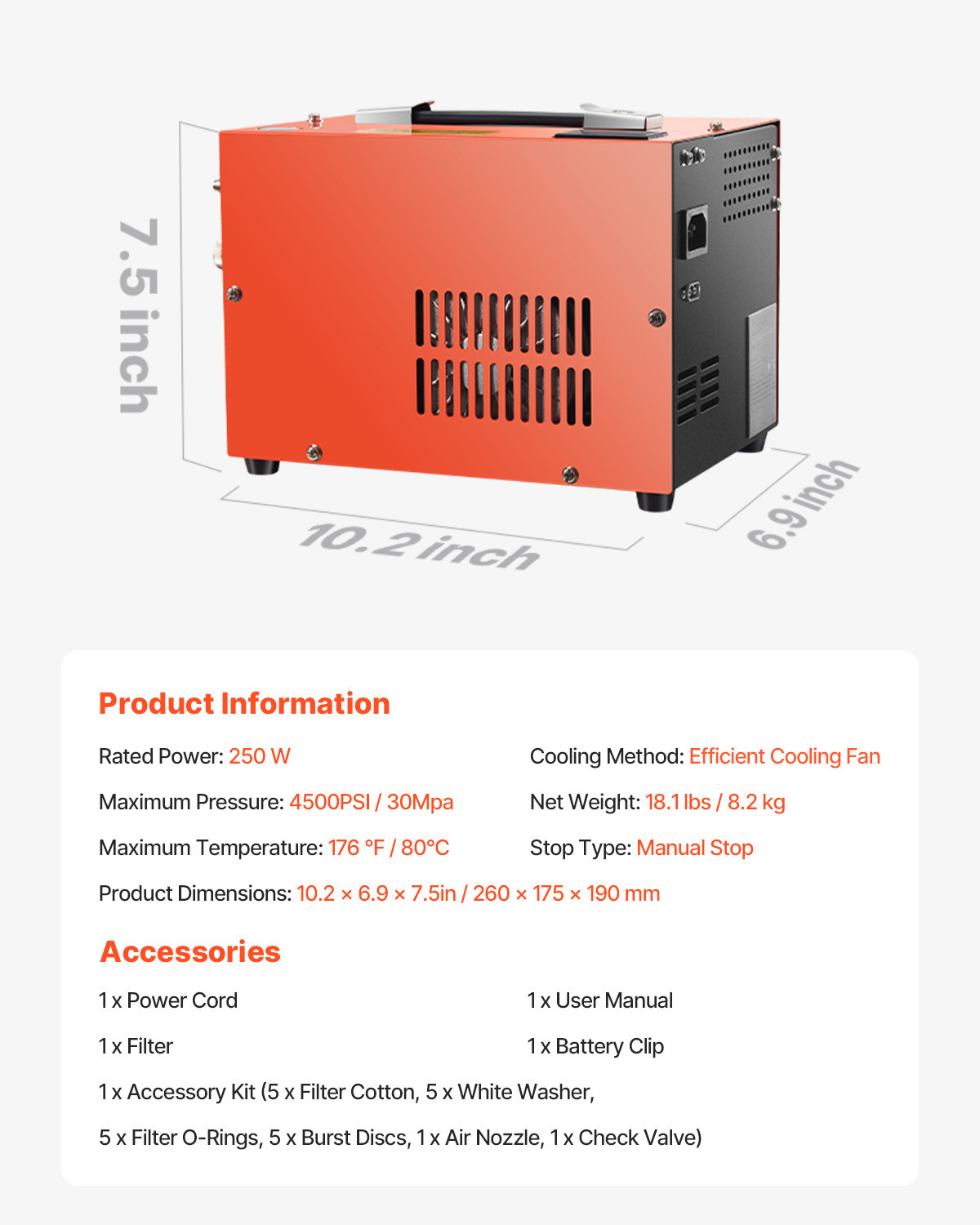 PCP Air Compressor 4500PSI/30Mpa PCP Airgun Compressor with Built-in Converter
