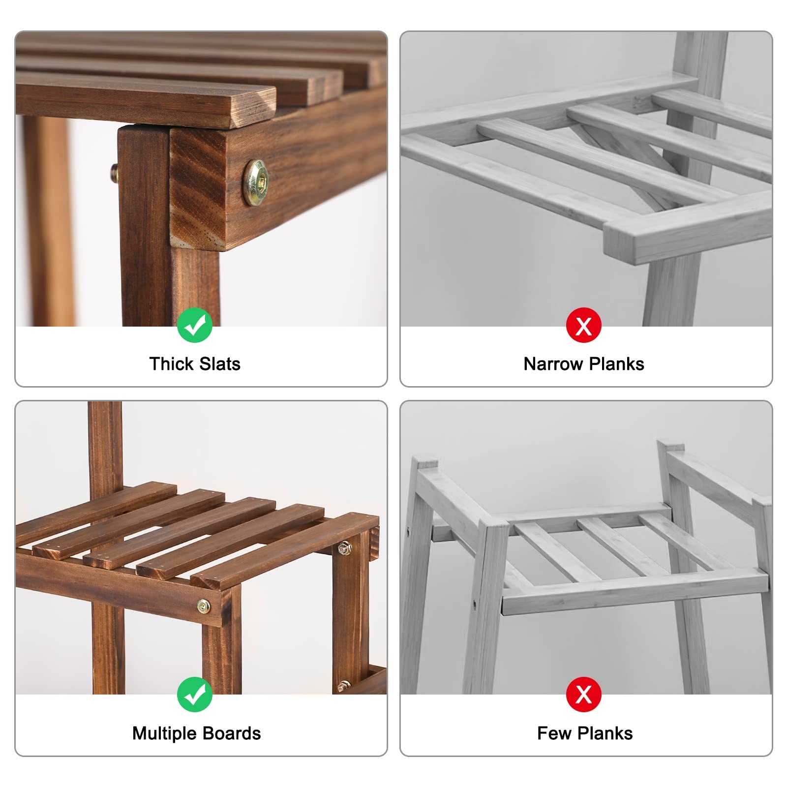 Jotboom 3 Tiers Plant Stand Indoor,Wood Stands for Carbonized color