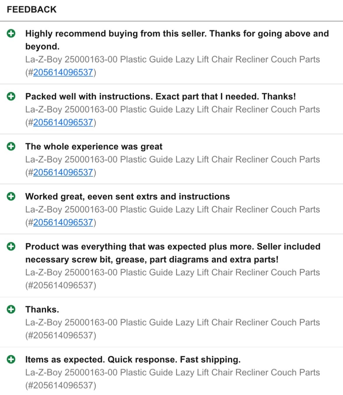 40+ SOLD La-Z-Boy 25000163-00 Plastic Guide Lazy Lift Chair Recliner Couch Parts