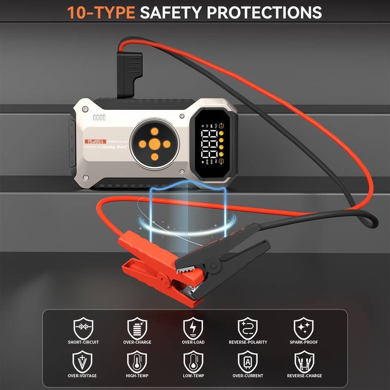 4000A Car Jump Starter With Air Compressor Pack Booster 12V Power Bank