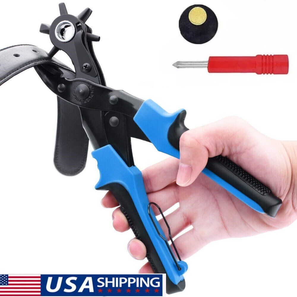 Leather Hole Punch Heavy Duty Hand Pliers Belt Holes 6 Sized Puncher Tool New