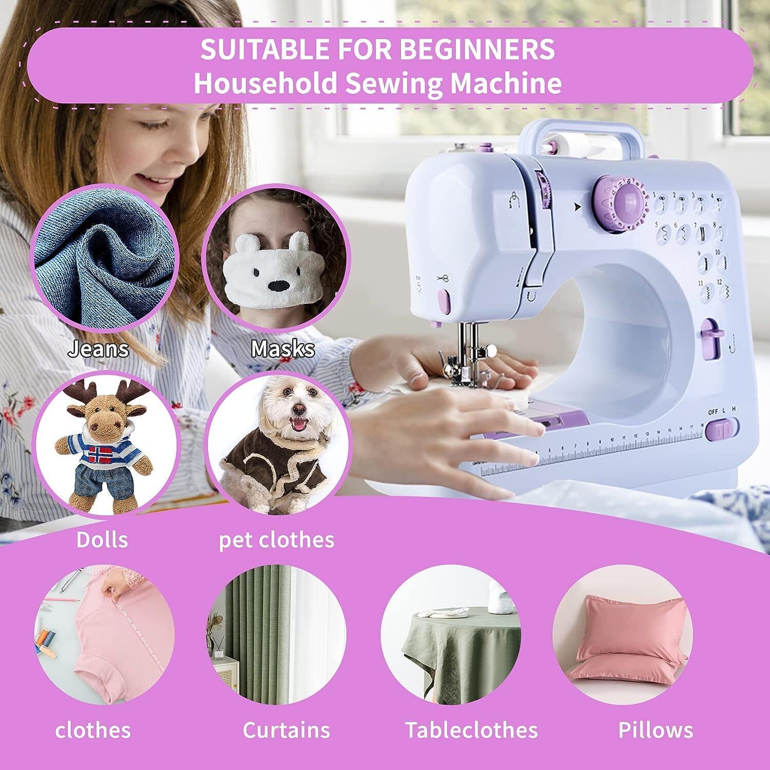 Portable Sewing Machine Electric Crafting Mending Machine 12 Built-In Stitches
