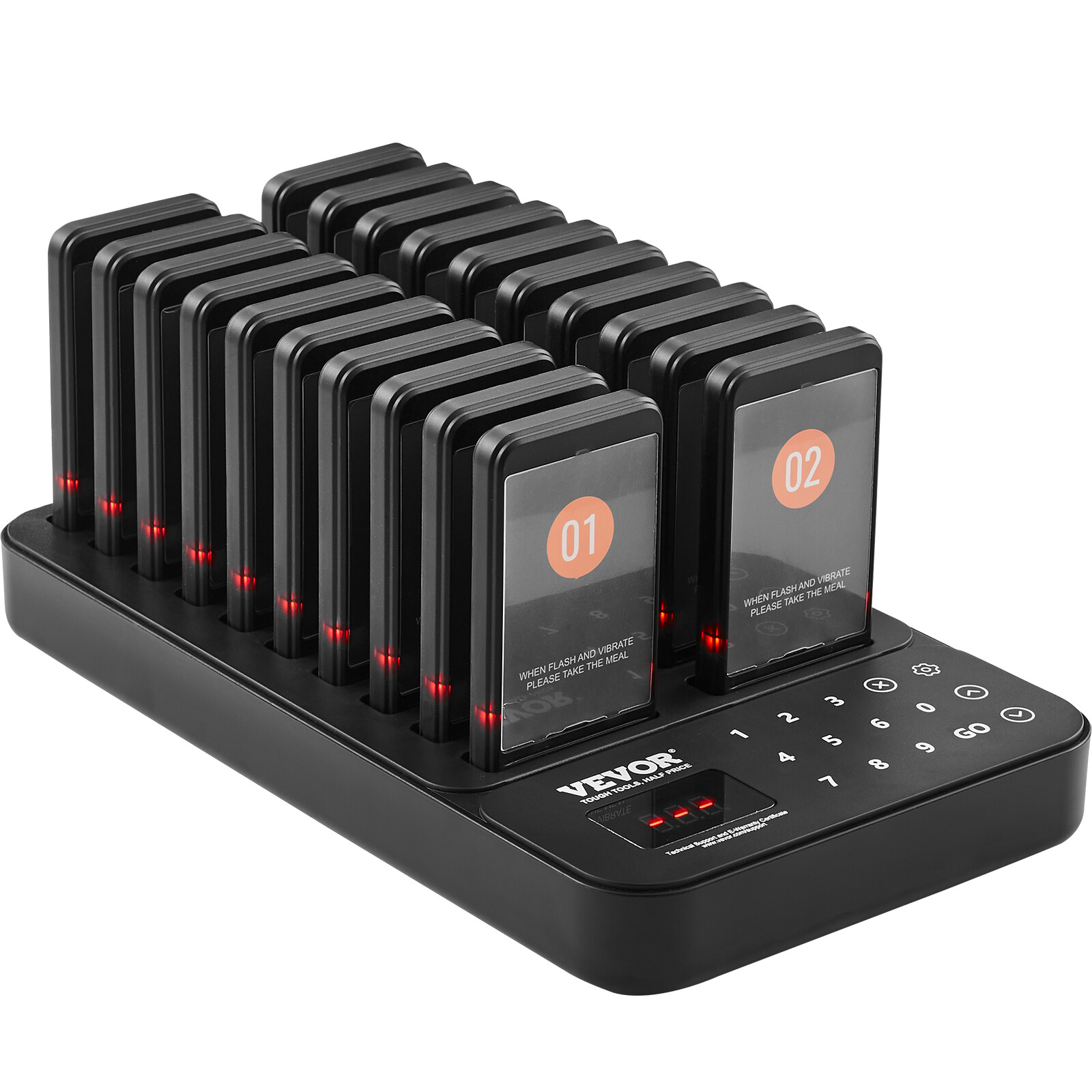 VEVOR Restaurant Coasters 20 Pagers Wireless Calling System TouchScreen Display