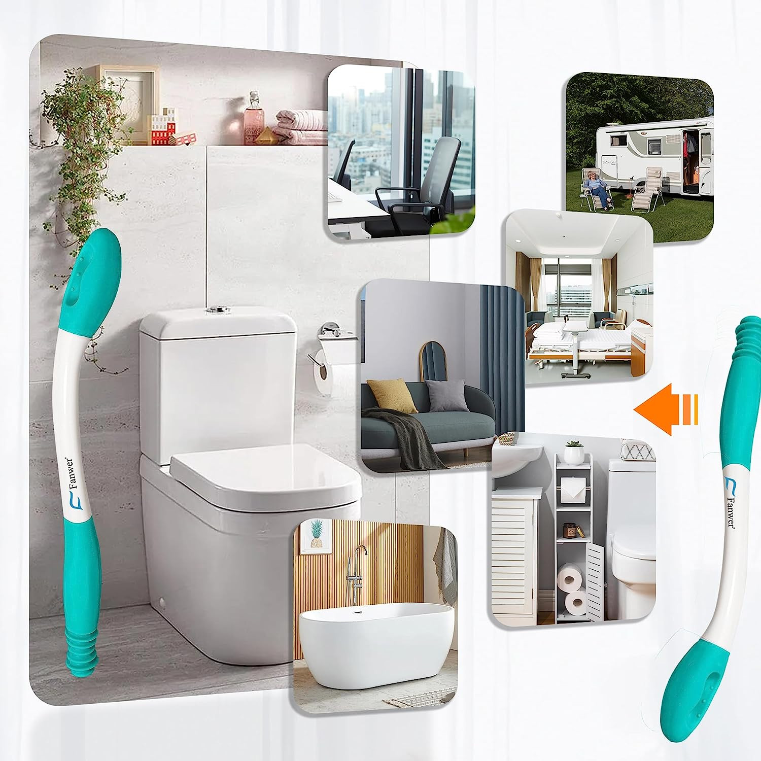 Toilet Aids for Wiping Bottom - 15.7" Long Reach Comfort Butt Wiper Tools