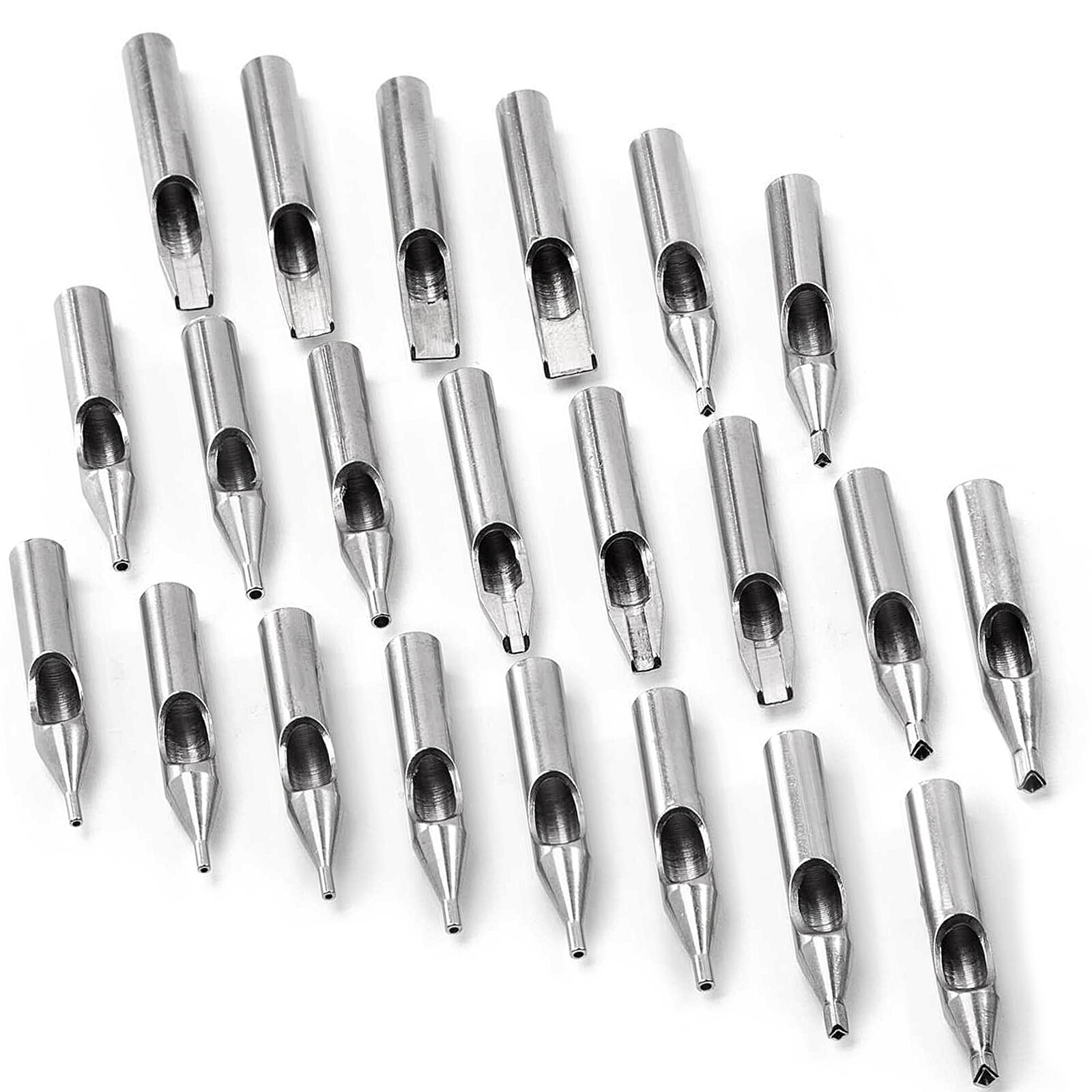 22 Assorted Stainless Steel Tattoo Tips Nozzles