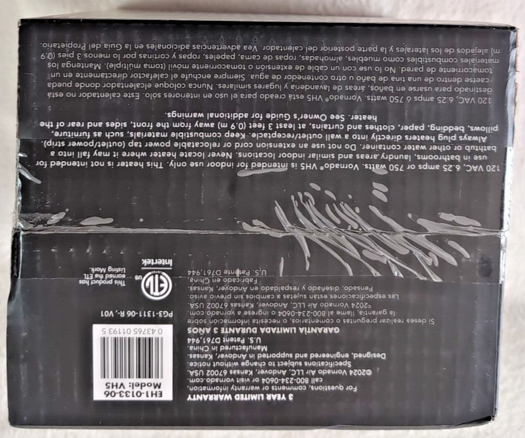 NEW - Vornado Vh5 375/750W Electric Personal Heater -S&H PAID BY US