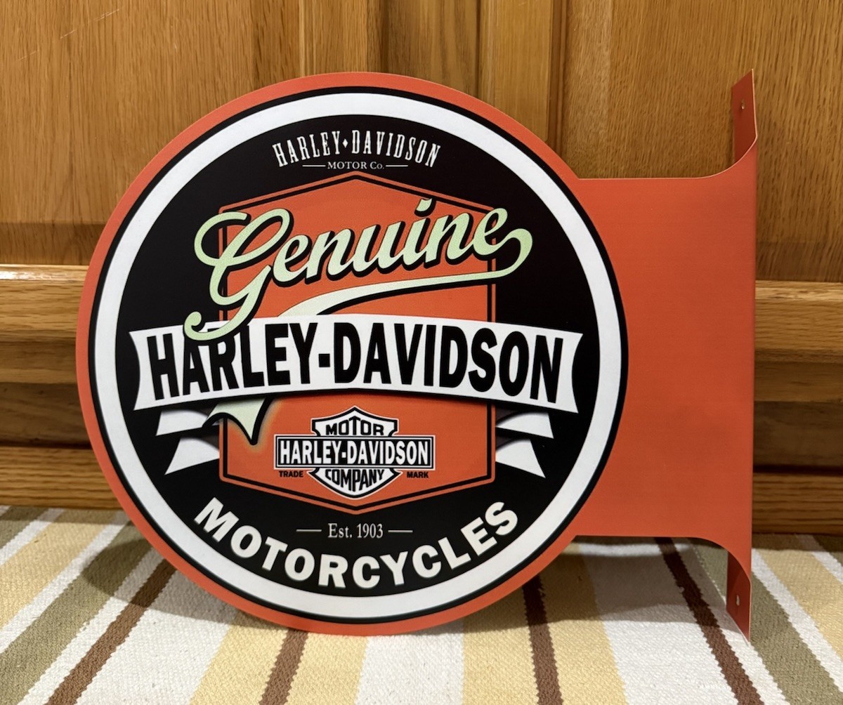 Harley Davidson Motorcycle Flange Sign Gas Oil Parts Vintage Style Wall Decor