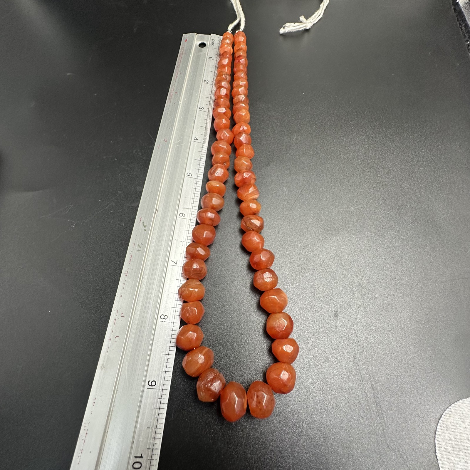 Vintage Himalayan Tibetan Carnelian Faceted Agate Beads Necklace