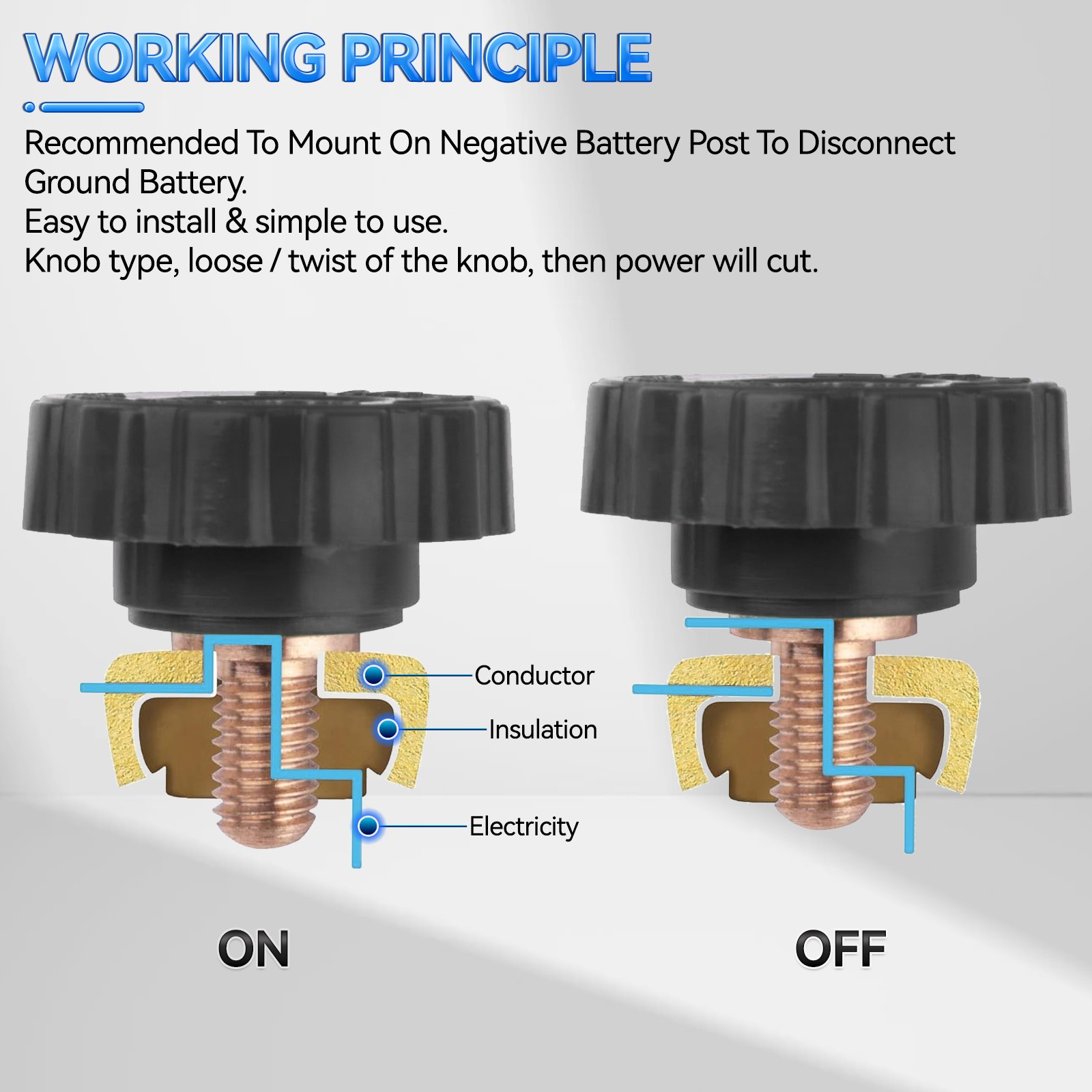 Battery Terminal Quick Disconnect Switch Side Post Battery Shut/ Cut Off Brass