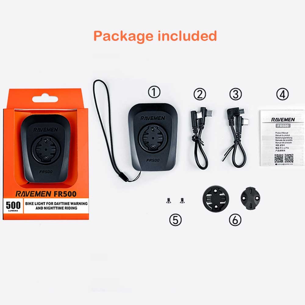 RAVEMEN FR500 Bike Head Light For Garmin Wahoo GPS Bicycle Front Lamp With AGM03