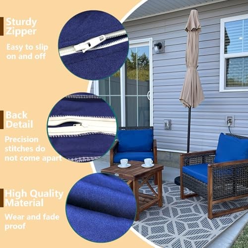 Outdoor Cushion Covers Replacement 18x18 Waterproof 18"x18"x2"--2 Covers Blue