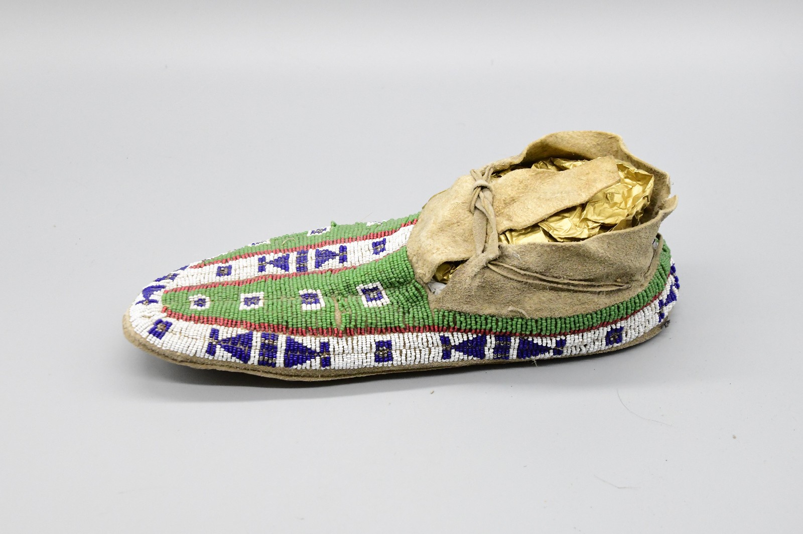 Sioux Green Beaded Moccasins Native American Strong Provenance