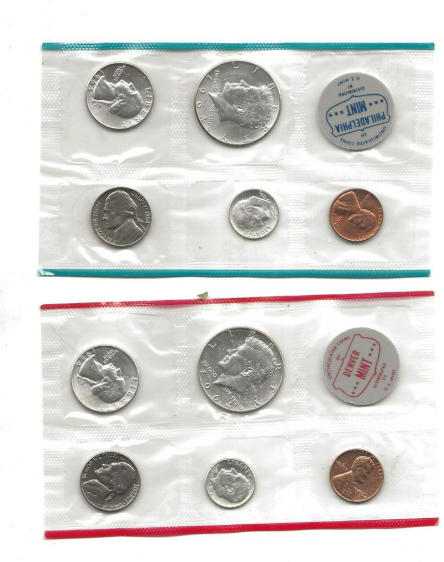 1964 p+d 10-piece uncirculated mint set