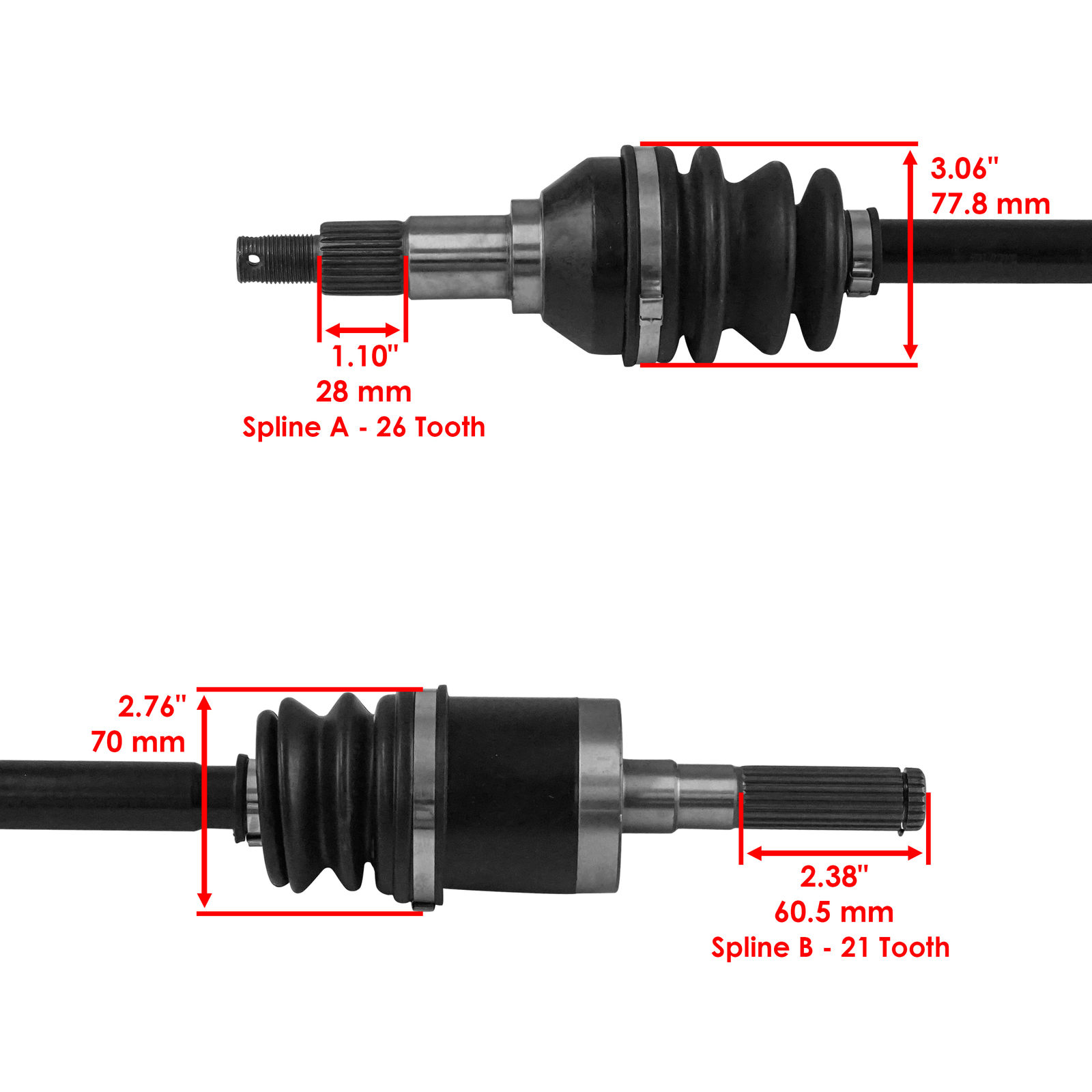 Front Left & Right CV Axle For Can-Am Outlander 1000R / Max 1000R 2019-2024