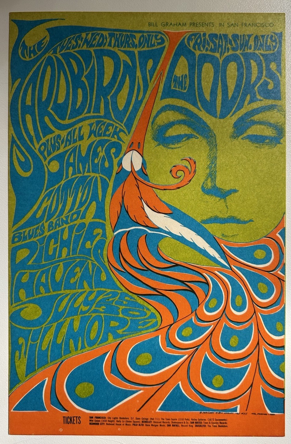 1967-FILLMORE BG-75 POSTCARD-DOORS/YARDBIRDS/RICHIE HAVENS-BONNIE MACLEAN-NM