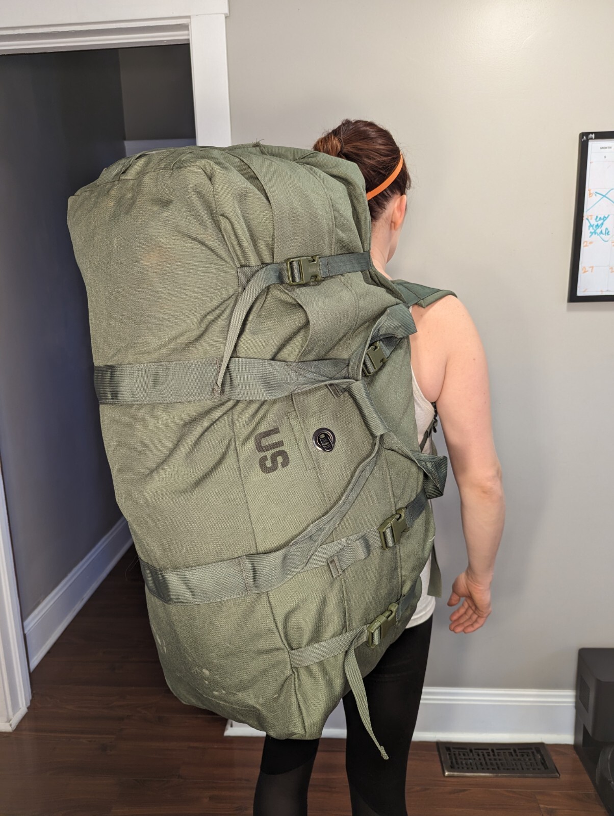 Improved Duffel Bag Green Good US Military Zipper Deployment Flight Travel USGI